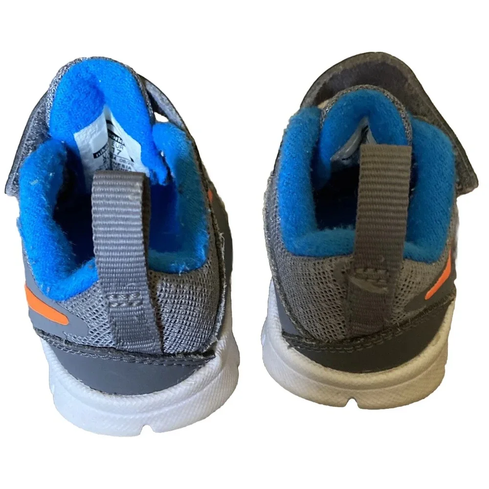 Nike Flex Experience Toddler Sneakers Gray Orange Swoosh Sz 2C Shoes